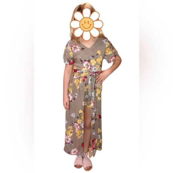 Angie Girls Romper Tan Floral SizeāS (girls) - Picture 9 of 9